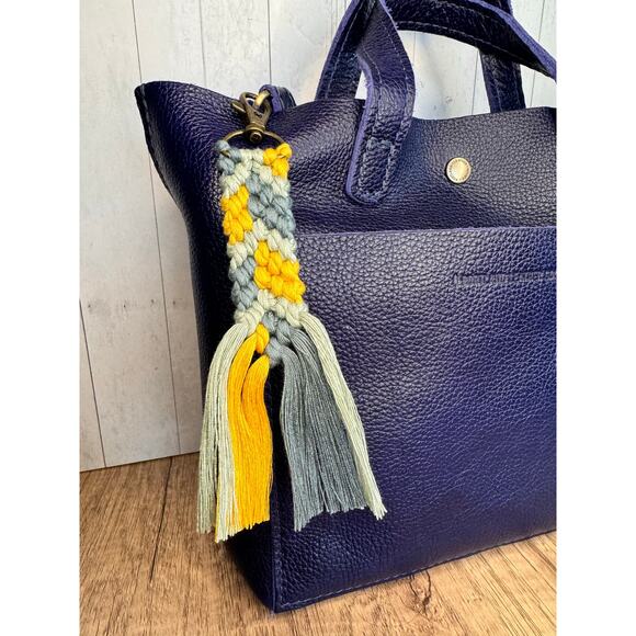 Macrame Green Yellow Purse Keychain Bag Charm Boho Accessories FAST SHIP NEW - Picture 4 of 4